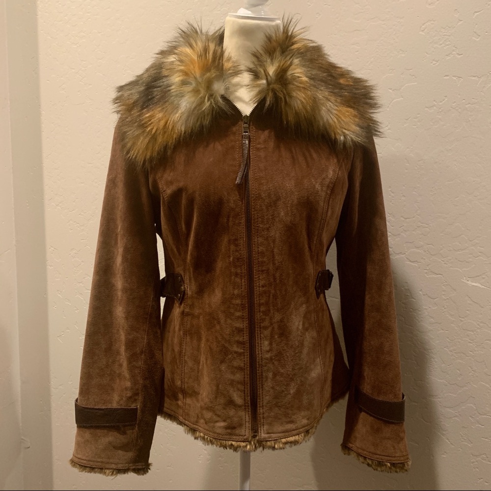 Guess Faux Fur Brown Jacket - Medium
